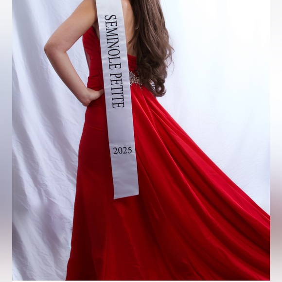 Red Tony Bowls Pageant Prom Gown - Picture 13 of 14